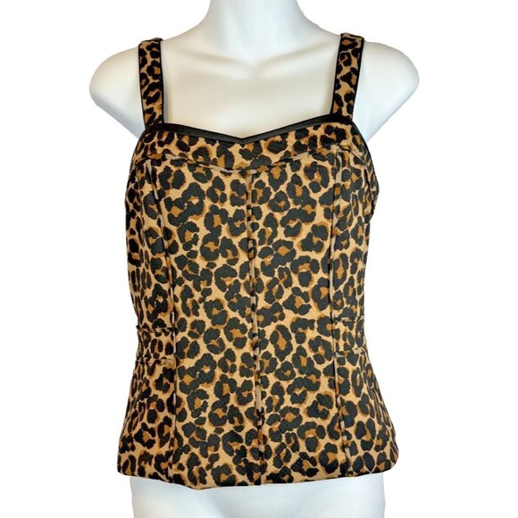 White House Black Market Tops - WHBK White House Black Market Leopard Bustier 6 Peplum Zipper Back Strapless